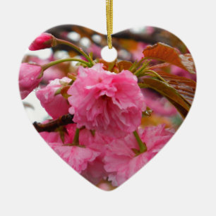 Hot Pink Cherry Blossom Flowers Ceramic Tree Decoration
