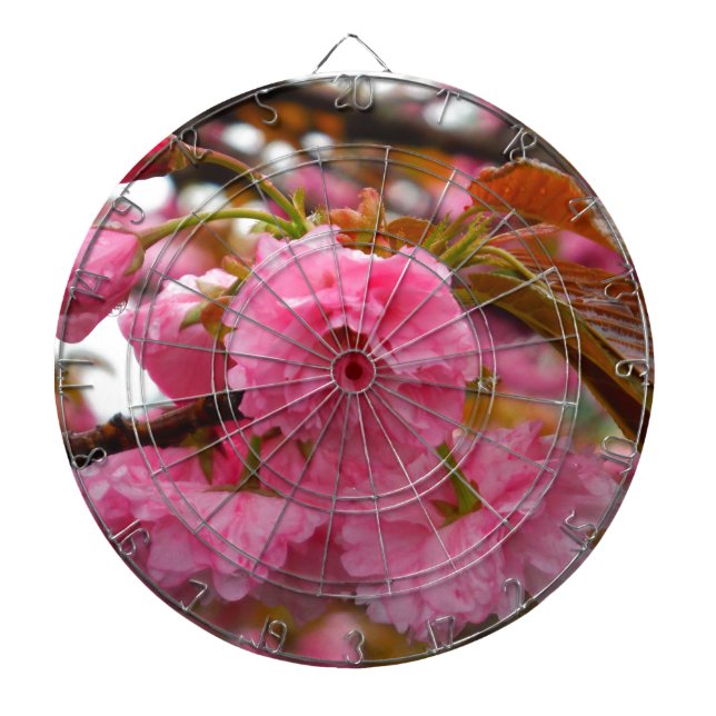 Hot Pink Cherry Blossom Flowers Dartboard (Front)