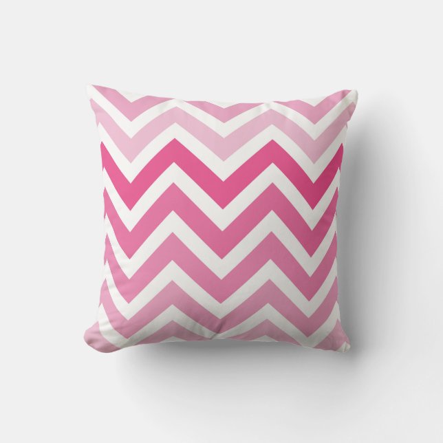 Hot Pink Chevron Ombre ZigZag Pattern Cushion (Front)
