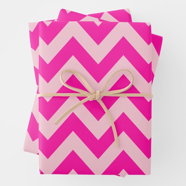 Hot Pink Chevron Zigzag Pattern Wrapping Paper Sheet (In situ)