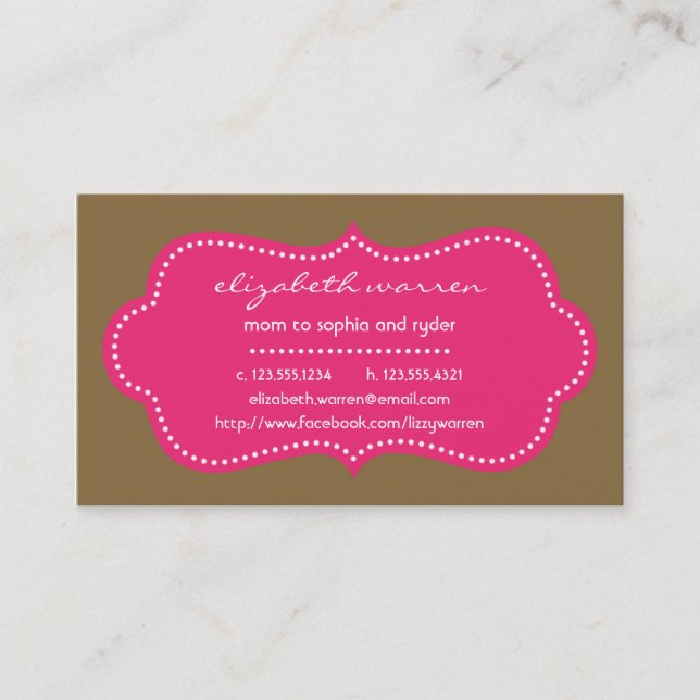 Hot Pink Chic Moderna Mummy Calling Card (Front)