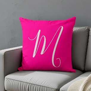 hot pink- chic monogram  cushion