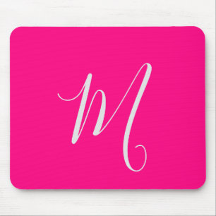 hot pink- chic monogram mouse pad