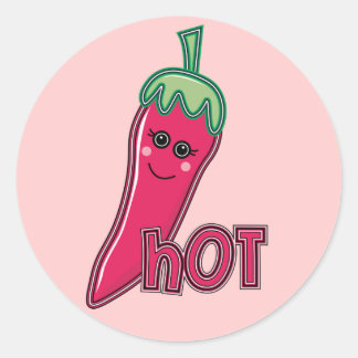 Hot Pink Chilli Pepper Classic Round Sticker