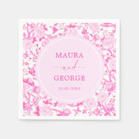 Hot Pink Chinoiserie Flower Bird Porcelain Wedding