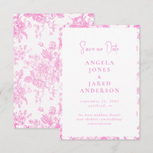 Hot Pink Chinoiserie Vintage Wedding Save Date Save The Date