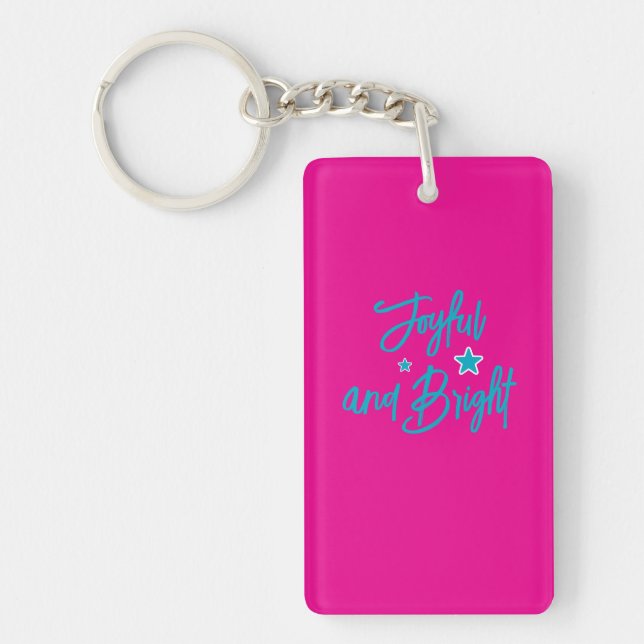 Hot Pink Christmas Acrylic Keychain (Front)