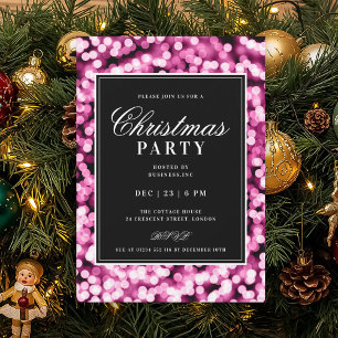 Hot Pink Christmas Glam Lights Holiday Party Invitation