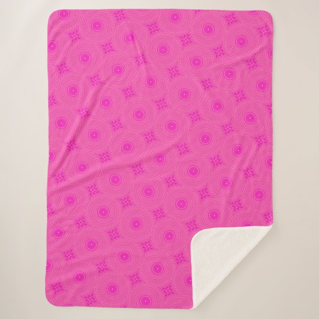 Hot pink circles pattern sherpa blanket (Front)