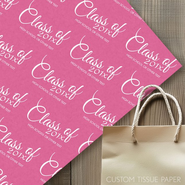 Hot Pink - Class of with Custom Year & High School Tissue Paper (Custom Tissue Paper)
