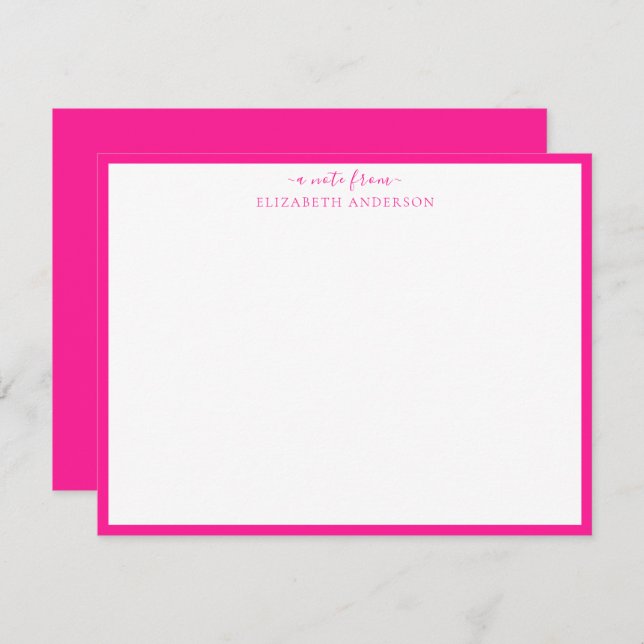 Hot Pink Classic Border Note Card (Front/Back)