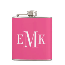 Hot Pink Classic Monogram Hip Flask