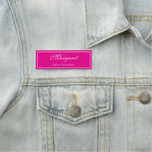 Hot Pink Classic Name Tag With Name & Job Title