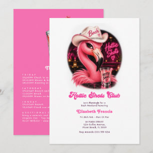 Hot Pink Club Funny Pink Flamingo Bachelorette Invitation