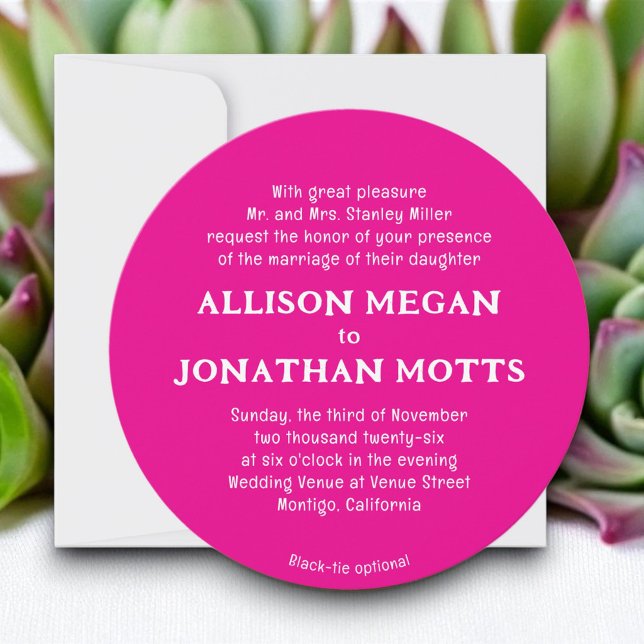 Hot Pink Colourful Contemporary Wedding Invitation (Creator Uploaded)