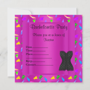 HOT PINK confetti BACHELORETTE PARTY INVITATION