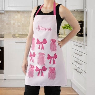 Hot Pink Coquette Pickle Jar and Bow Personalised Apron