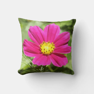 Hot Pink Cosmos Flower Throw Pillow