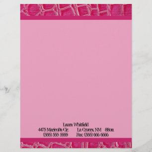 Hot Pink Croc Crocodile Skin Letterhead Stationery