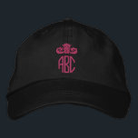 Hot Pink Crown Embroidered Hat Monogram Black Cap<br><div class="desc">Add your initials to this custom monogrammed hat template. Many other colours are available as well.</div>