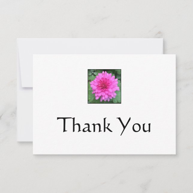 Hot Pink Crysanthemem Floral Thank You Notes Invitation (Front)