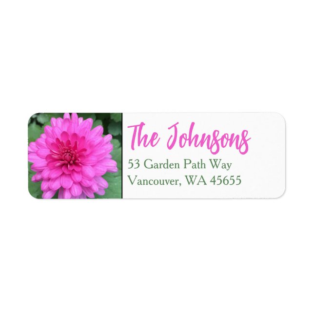 Hot Pink Crysanthemems Floral Mums Address (Front)