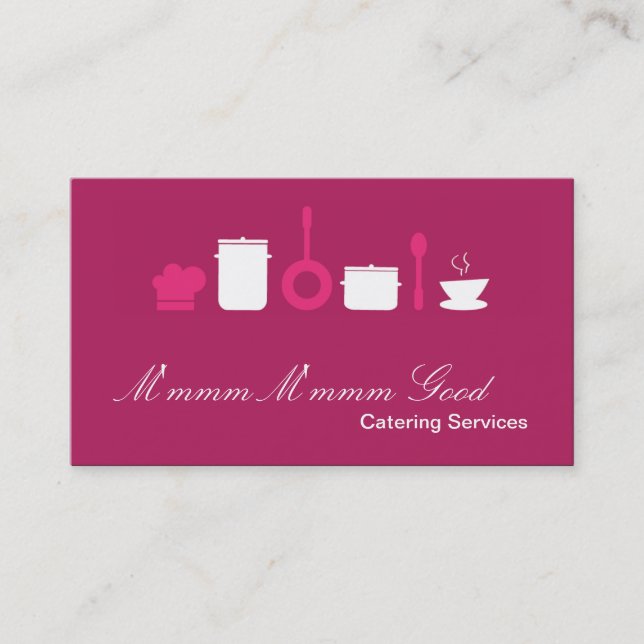 Hot Pink Culinary Food Catering Business Card (Front)