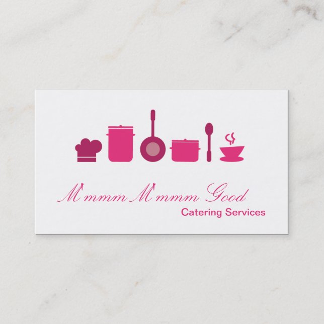 Hot Pink Culinary Food Catering Business Card (Front)