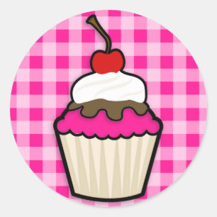 Hot Pink Cupcake Classic Round Sticker