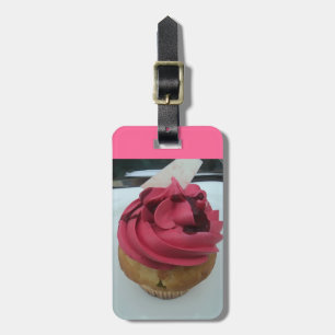 hot pink cupcake luggage tag