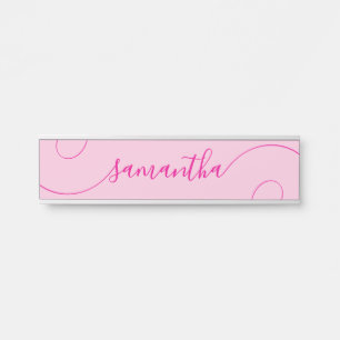 Hot Pink Curly Signature Door Sign