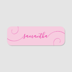 Hot Pink Curly Signature Name Tag