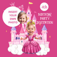 Hot Pink Custom 4th Birthday Princess Caricature