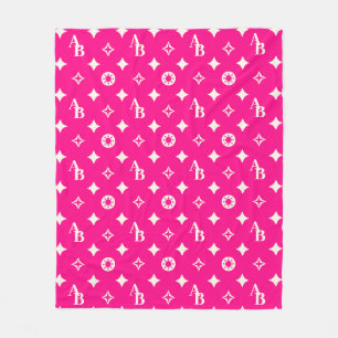 Hot Pink Custom Initial Monogram Pattern Blanket