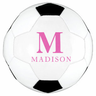 Hot Pink Custom Monogram Name Soccer Ball