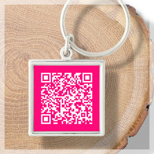 Hot Pink   Custom Scannable QR Code Keychain