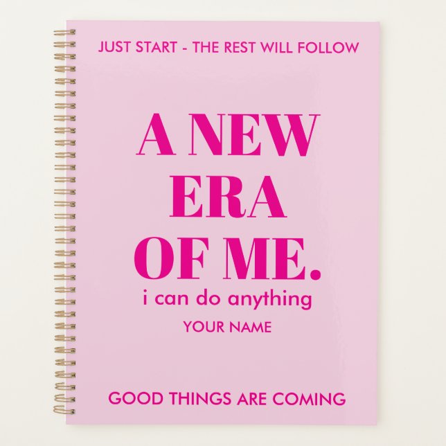  HOT PINK CUSTOMIZED NAME STYLISH SIMPLE DAILY PLANNER (Front)