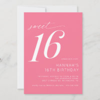 Hot Pink | Cute Bright Cerise Sweet 16 Birthday