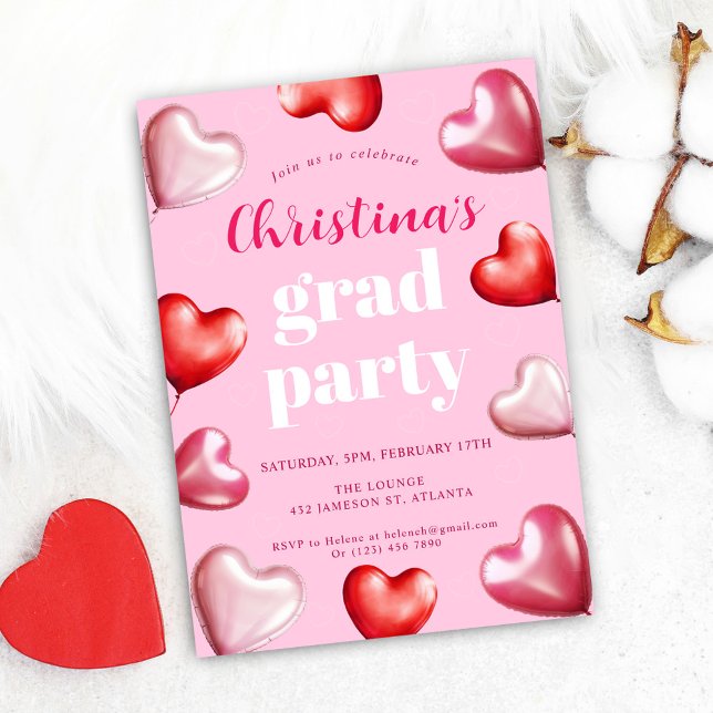 Hot Pink Cute Modern Graduation Party Invitation (Hot Pink Cute Modern Graduation Party Invitation)