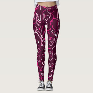 Hot pink damascus abstract swirls cool pattern leggings