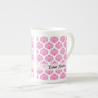 Hot pink damask bone china mug