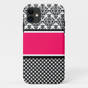 hot pink damask Case-Mate iPhone case