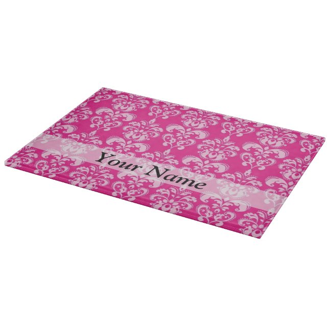 Hot pink damask pattern cutting board (Corner)