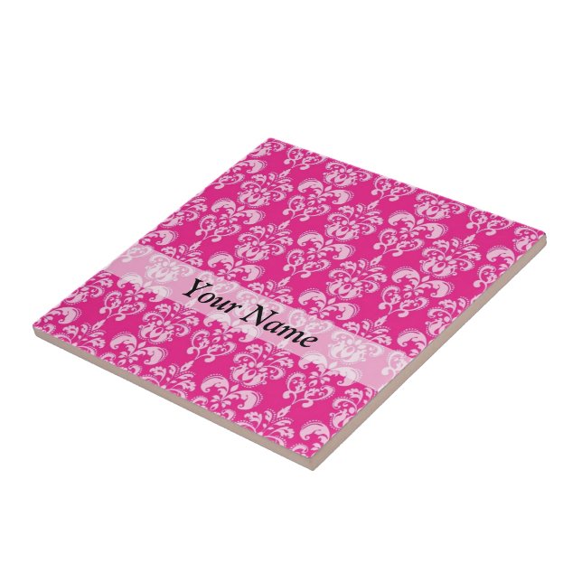 Hot pink damask pattern tile (Side)