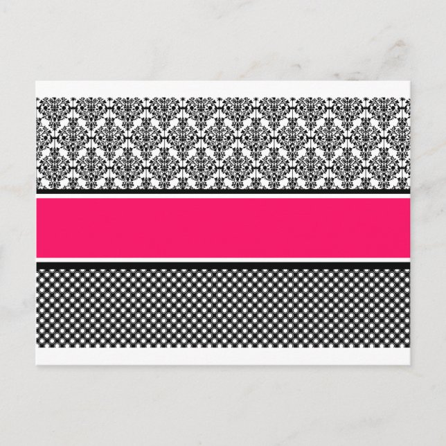 hot pink damask postcard (Front)