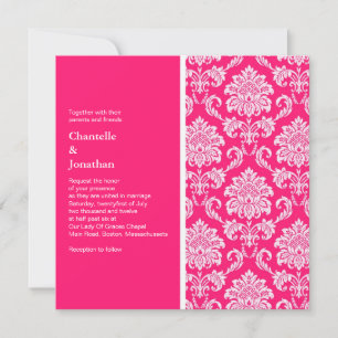 Hot Pink Damask Wedding Invitation