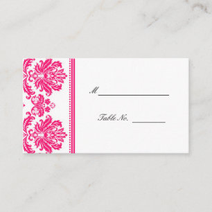 Hot Pink Damask Wedding Seating Placecards