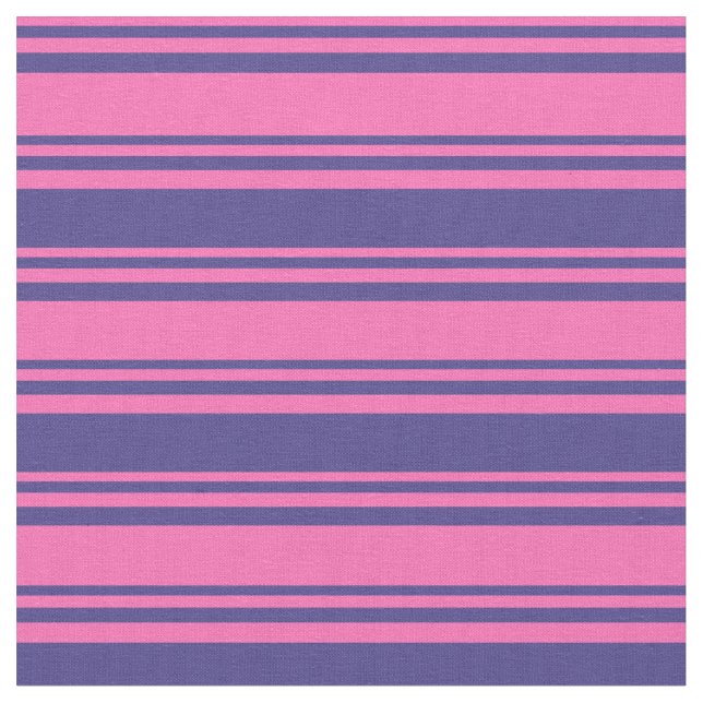 Hot Pink & Dark Slate Blue Stripes Pattern Fabric (Close Up)