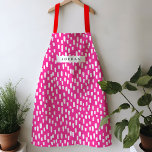 Hot Pink Dashing Apron<br><div class="desc">Bright and cheerful,  this vibrant coloured apron features hand-drawn dashes for a playful pattern year round. Personalise with your own name or give as a practical and thoughtful gift!</div>