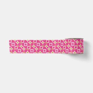 Hot Pink Diamond Flower Sparkle Satin Ribbon